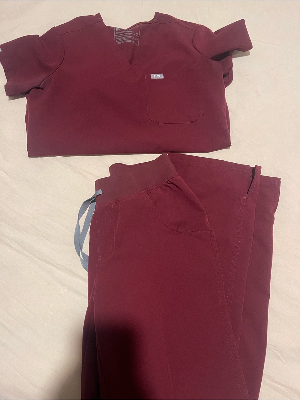 Figs Scrubs- Maroon- V Neck and Straight Leg